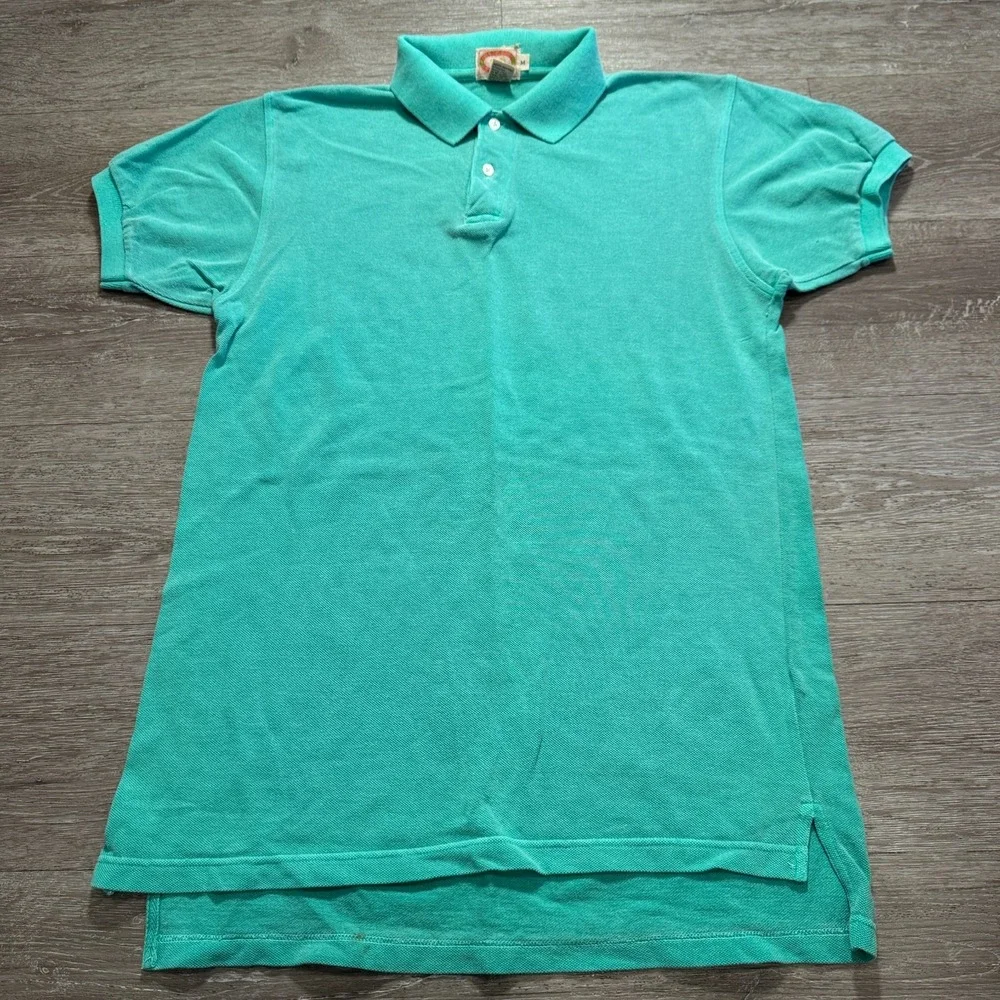 Banana Republic Polo Shirt Mens M Teal 100% Cotton Pique VTG Retro Preppy‎ 90s